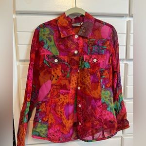 Chico’s colorful button up blouse